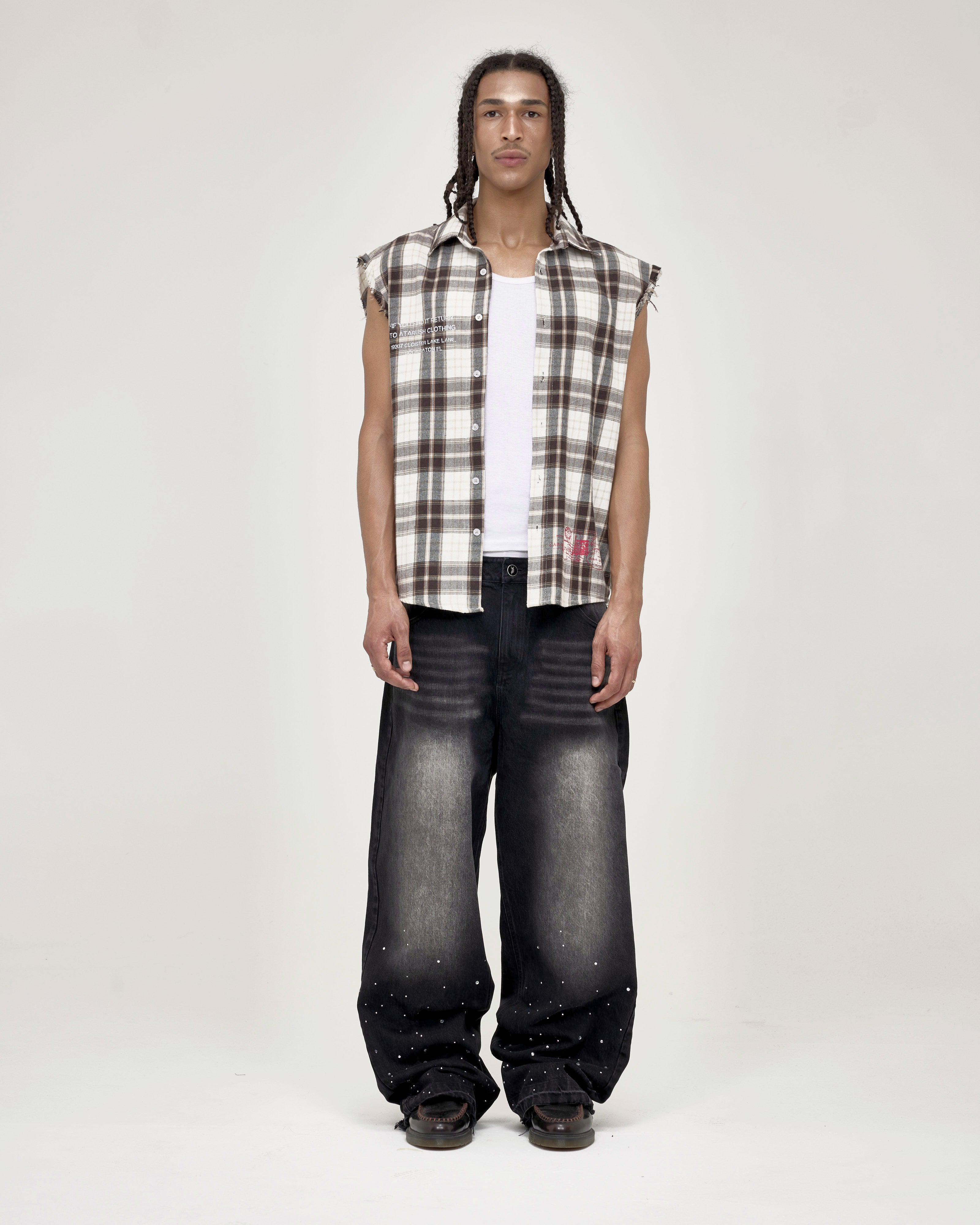 Members Only Sleeveless Flannel — Cream
