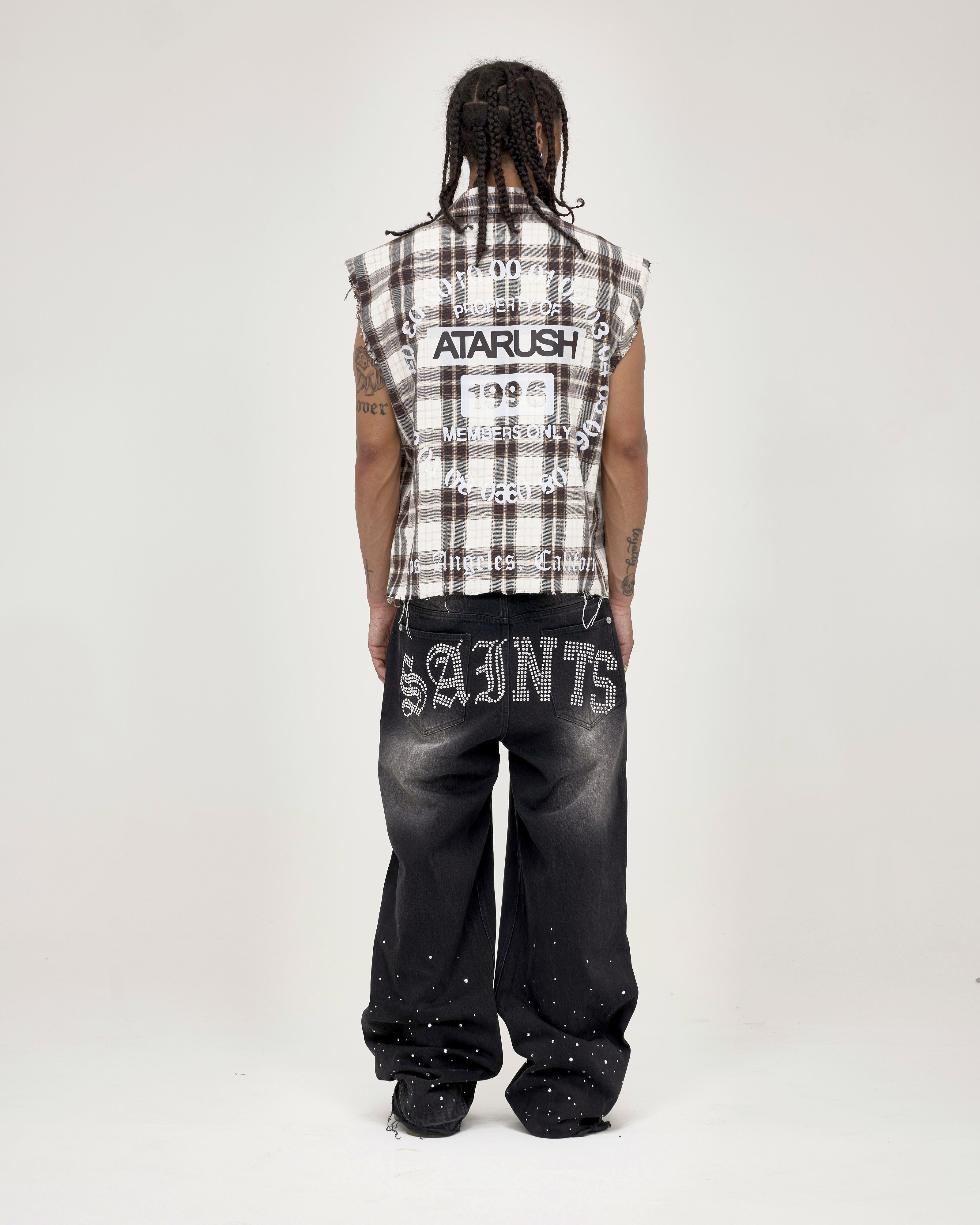 Members Only Sleeveless Flannel — Cream