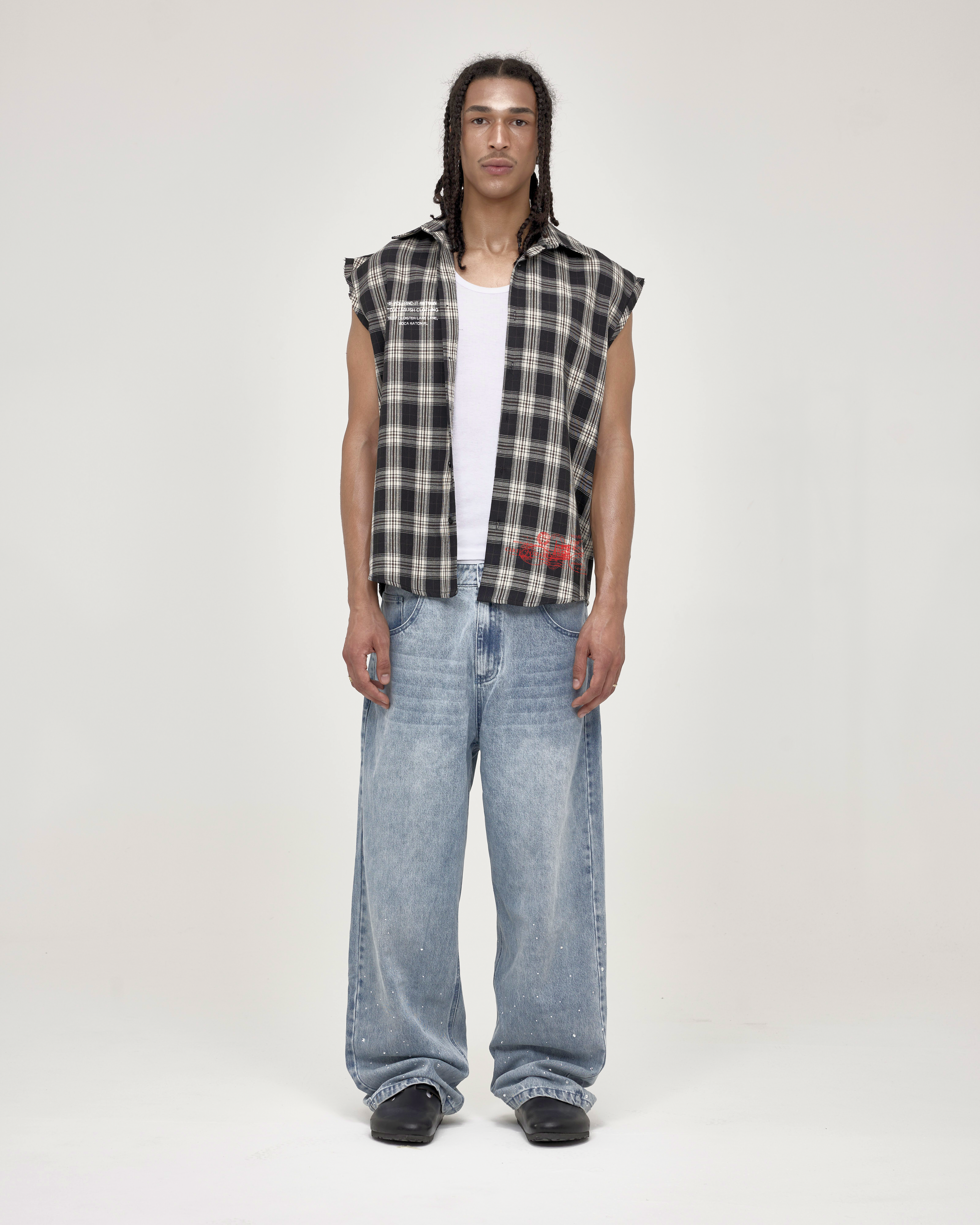 Members Only Sleeveless Flannel — Black
