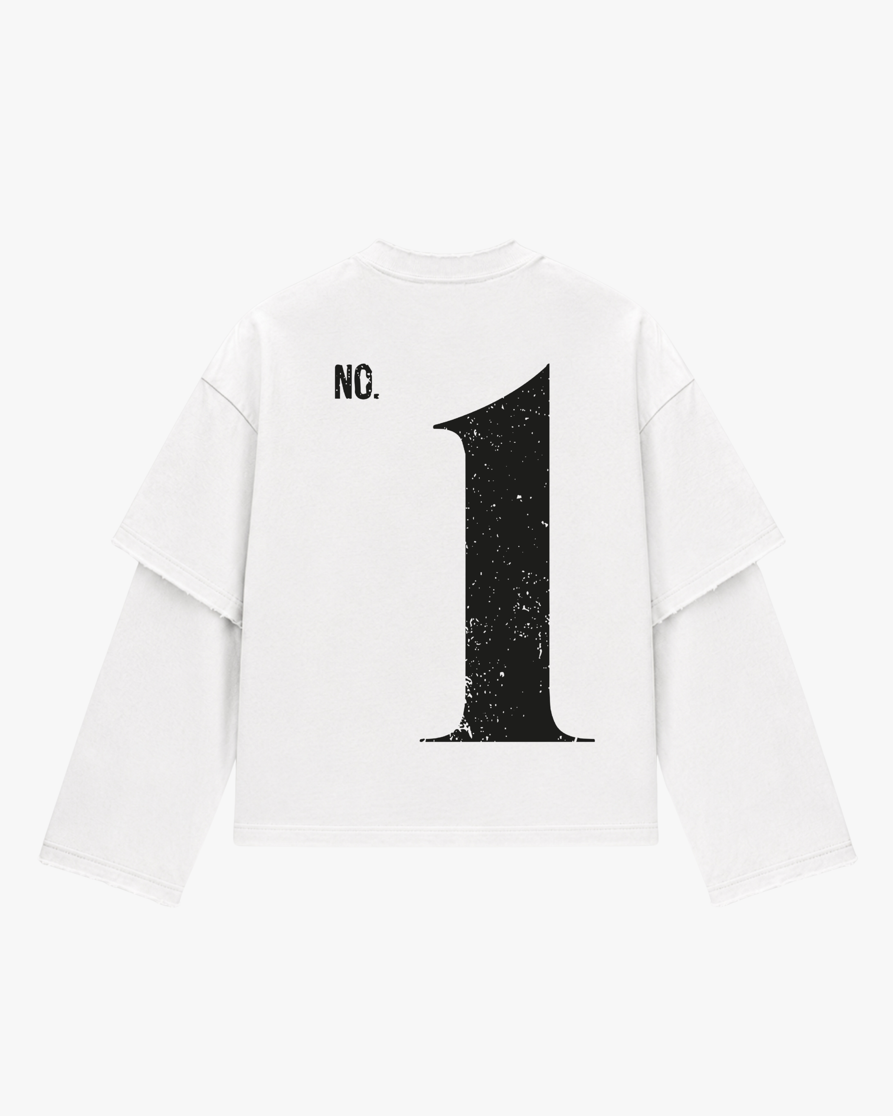 ATARUSH Manifest off-white longsleeve, back — oversized No.1 black print